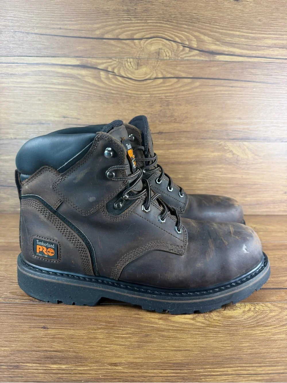 Timberland PRO Pit Boss Steel Toe Work Boots Brown Leather Mens 10.5 Shoes